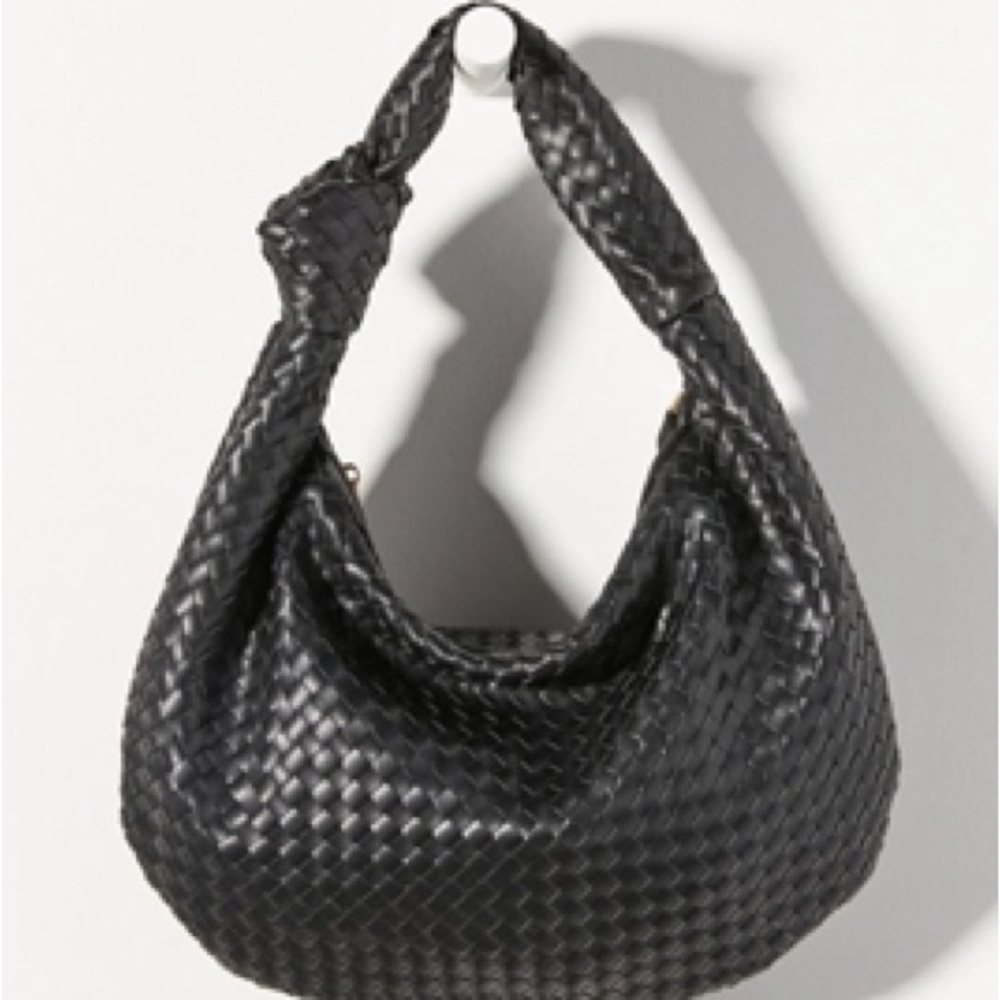 Melie Bianco Black Woven Shoulder Bag